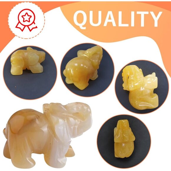Yellow Jade Crystals Elephant Décor Cute Desk Stones Figurine Natural Gemston - Picture 5 of 6